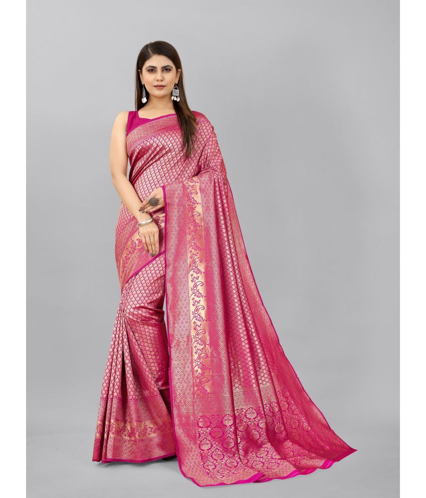 MF 44 Pink Designer Soft Lichi Silk Sarees Wholesale Clothing Distributor In India